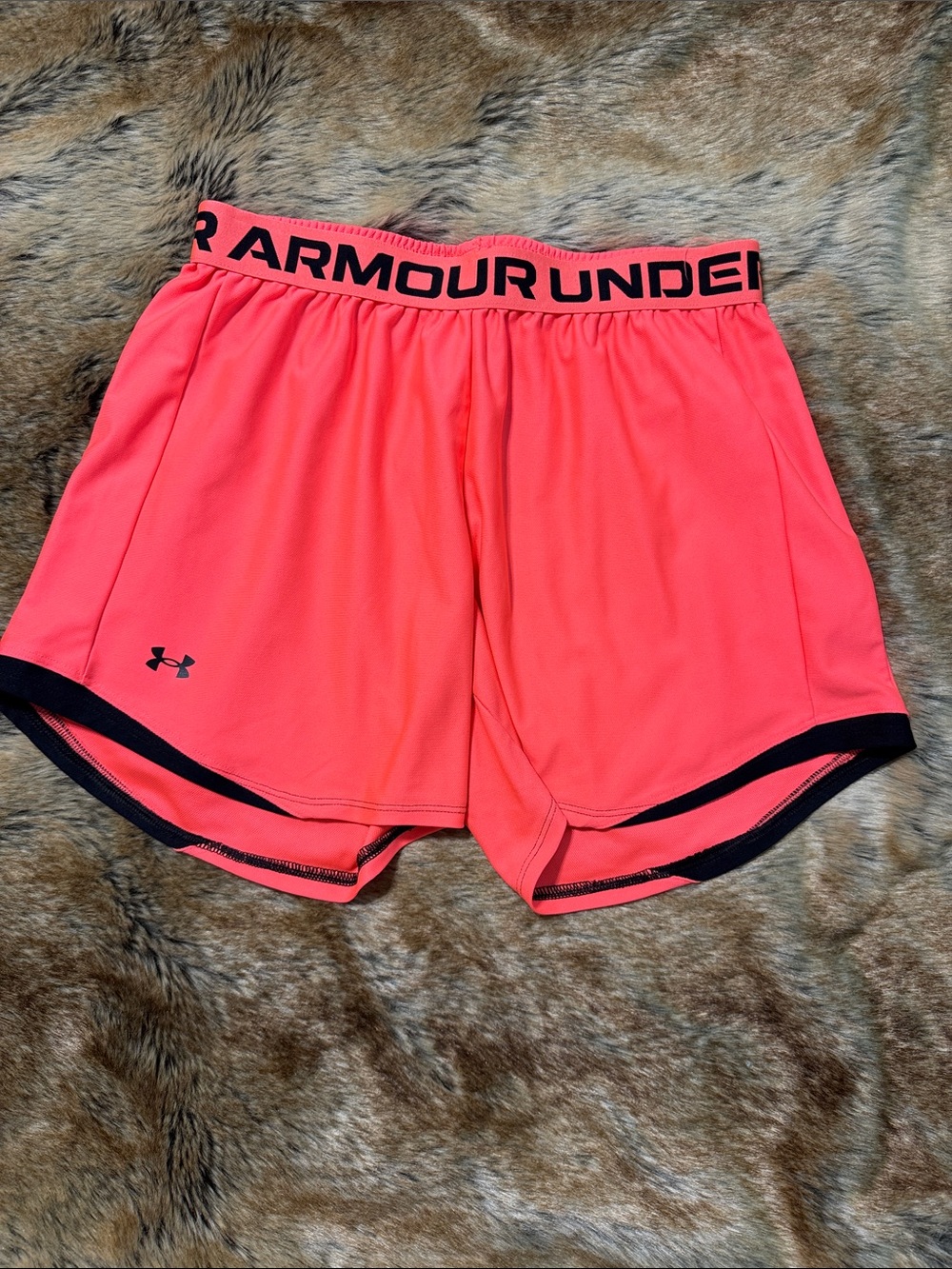 Under Armour Women’s Coral Performance Athletic Shorts with Black Trim